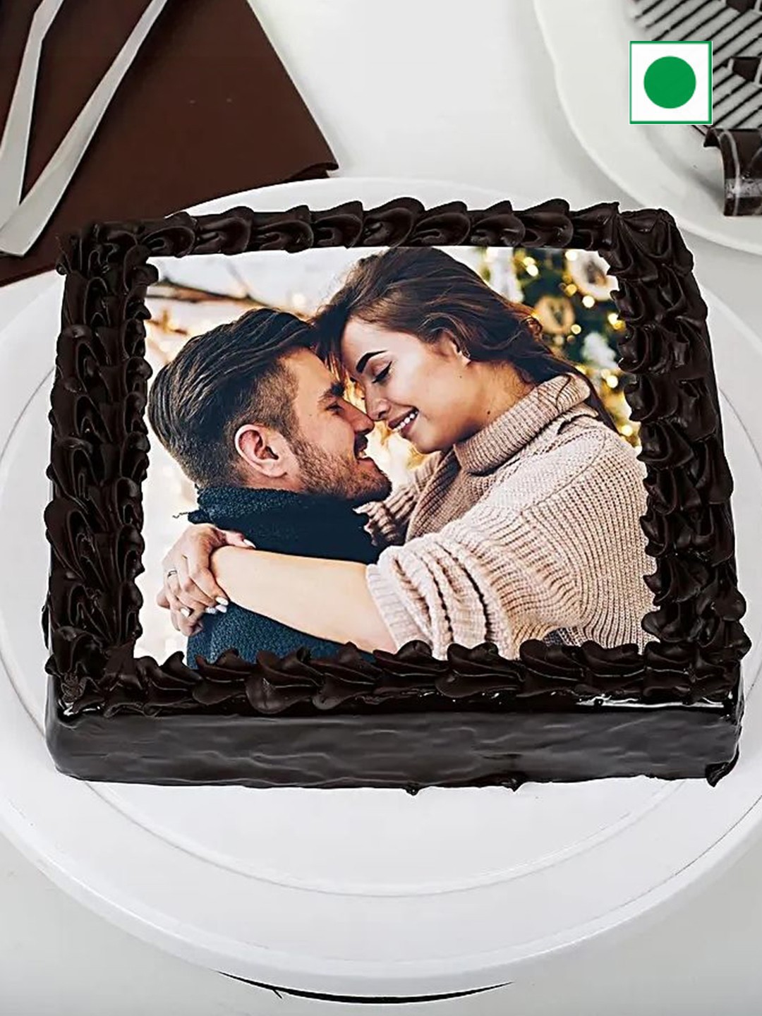 

fnp Personalised Chocolate Flavor Eggless Square Cake-1Kg, Brown