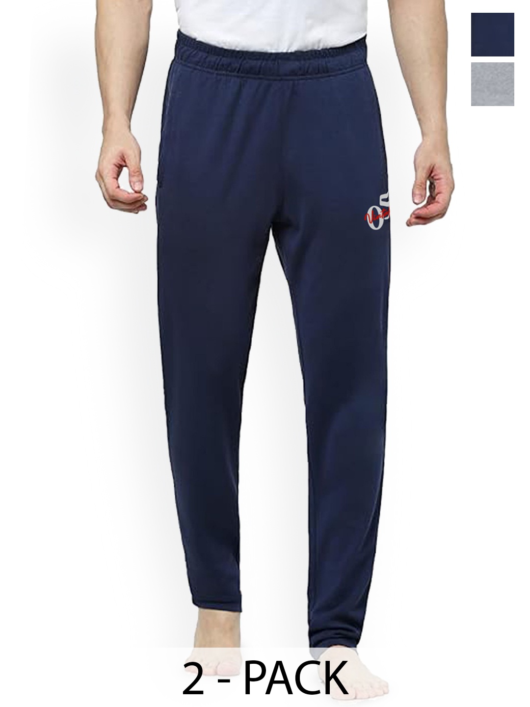 

Moda Rapido Men Pack Of 2 Straight Fit Mid-Rise Track Pants, Navy blue