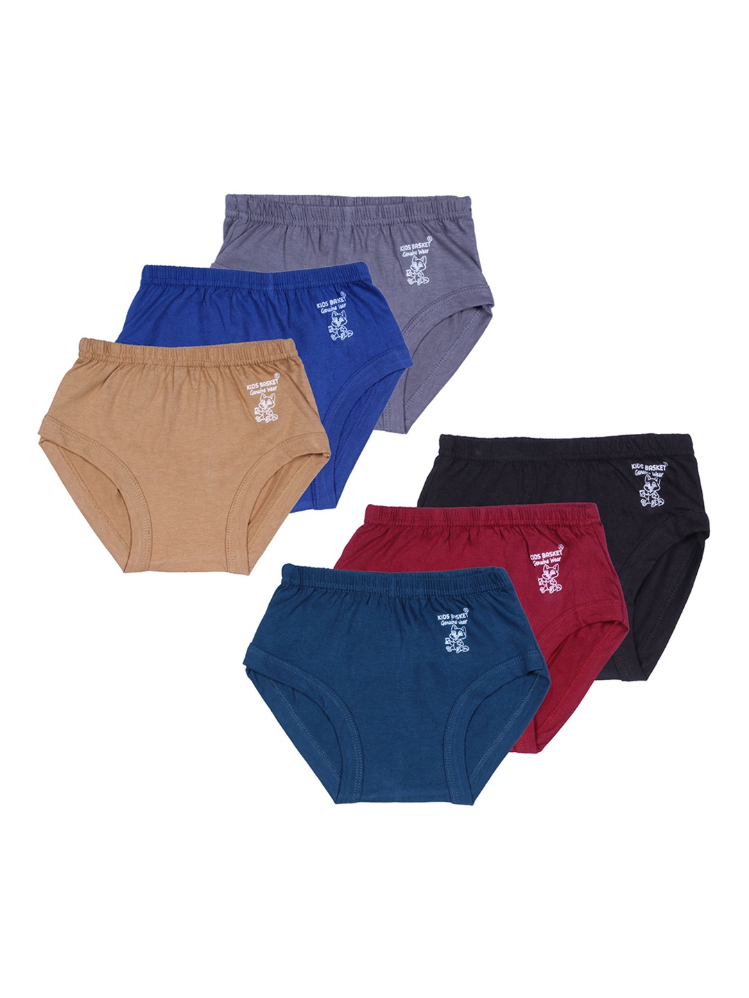 

Kids Basket Girls Pack Of 6 Mid Rise Basic Cotton Briefs, Blue
