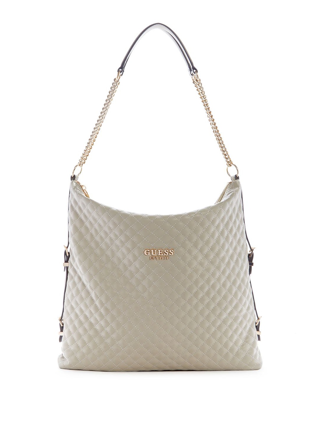 

GUESS Textured PU Bucket Tote Bag with Quilted, Taupe
