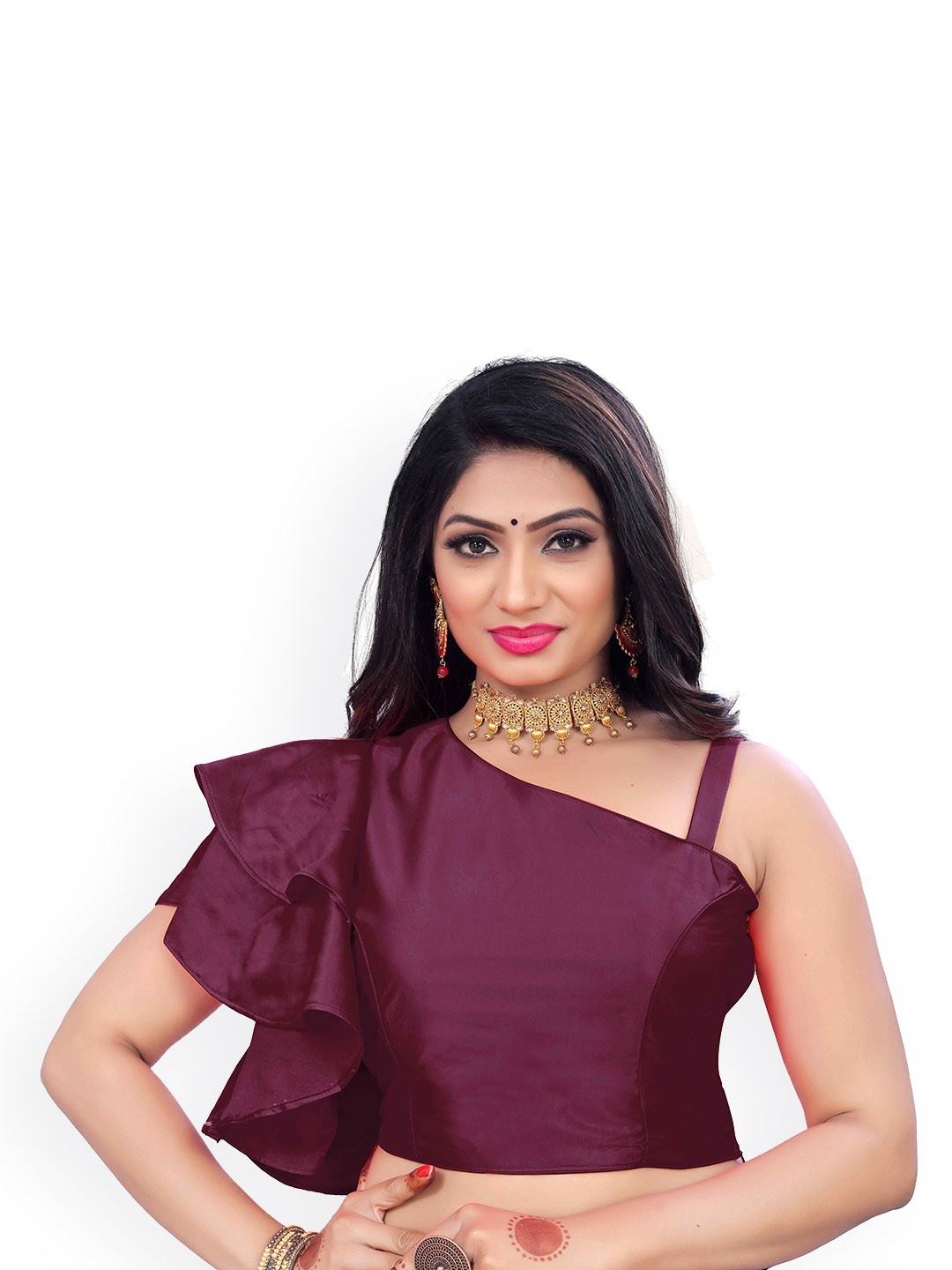 

HERE&NOW One Side Shoulder Saree Blouse, Purple