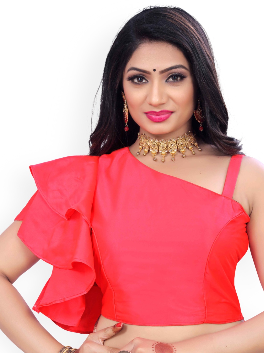 

HERE&NOW One Side Shoulder Saree Blouse, Pink