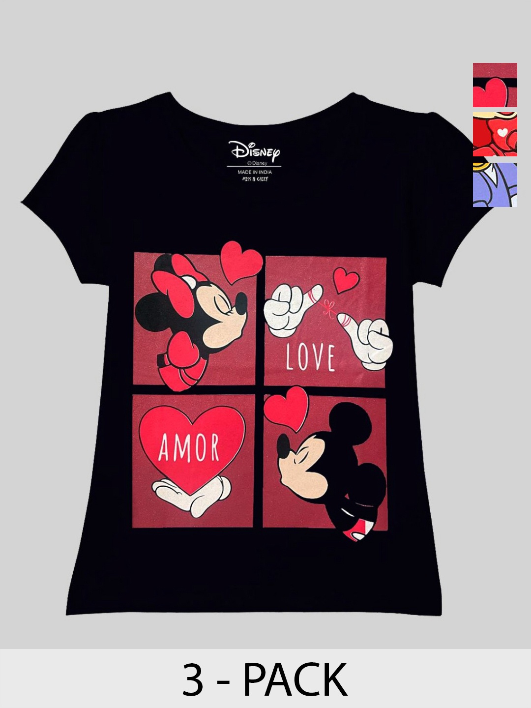 

Disney By Miss and Chief Girls 3 Printed Applique T-shirt, Multi