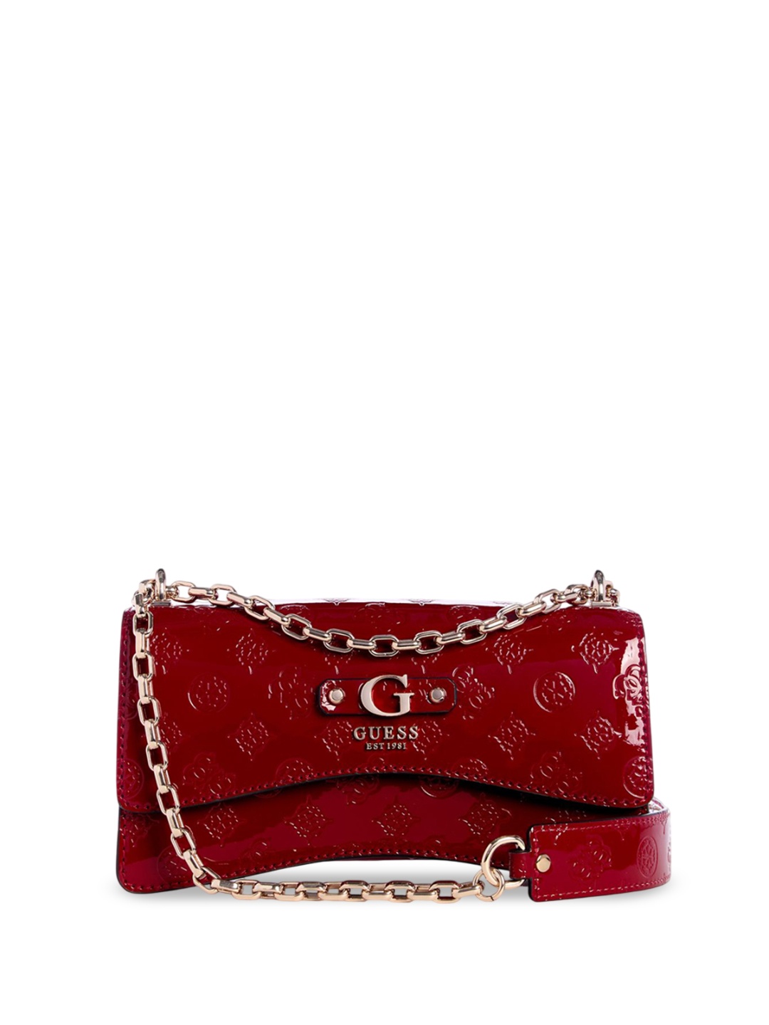 

GUESS Printed PU Bucket Shoulder Bag with Quilted, Red