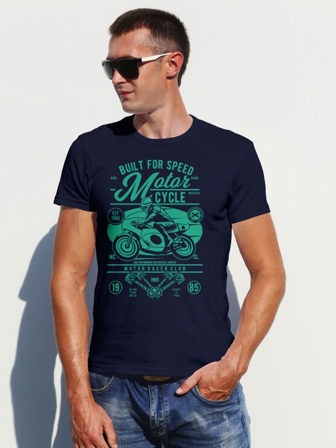 

Moda Rapido Men Graphic Printed Round Neck Cotton T-shirt, Navy blue