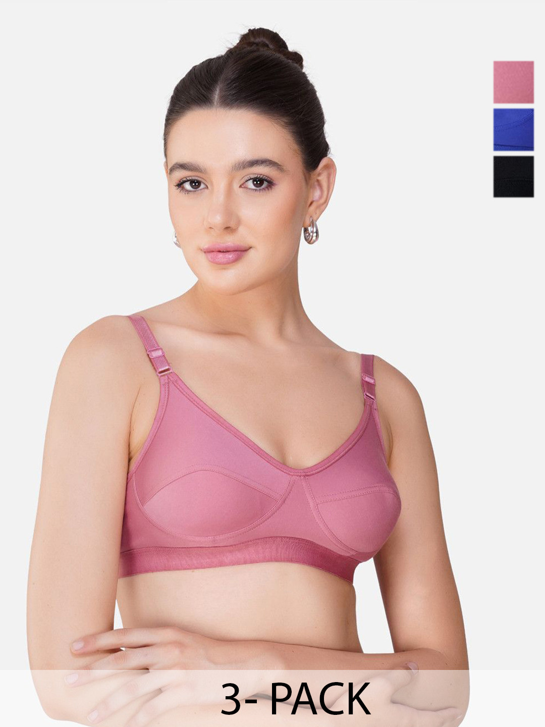 

Teenager Women Breathable Fabric Seamless Proper Fit All Day Comfort Everyday Bra, Rose