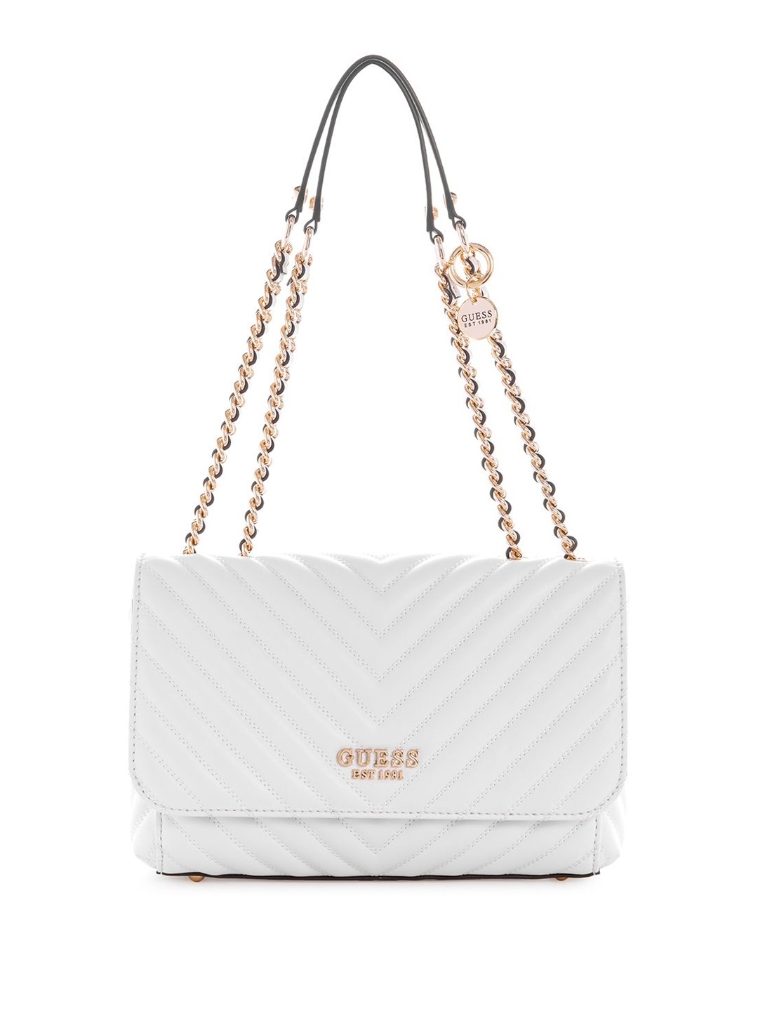 

GUESS Women Solid Structured Shoulder Bag, White