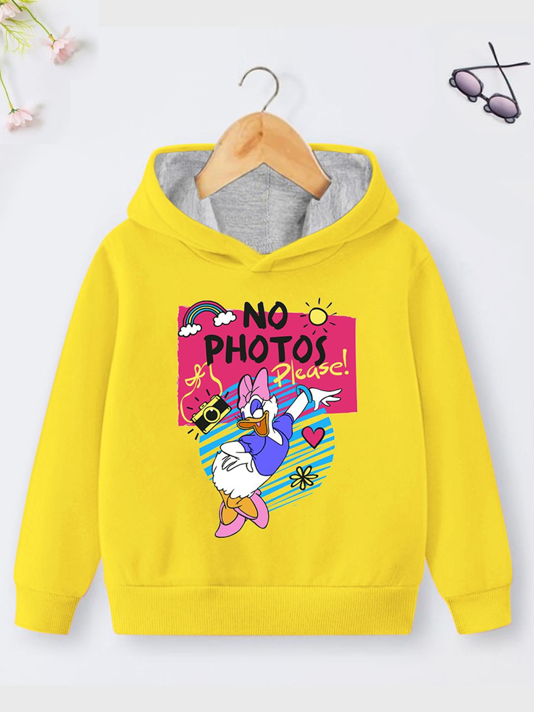 

Disney By Miss and Chief Girls Daisy Printed Hooded Fleece Sweatshirt, Yellow
