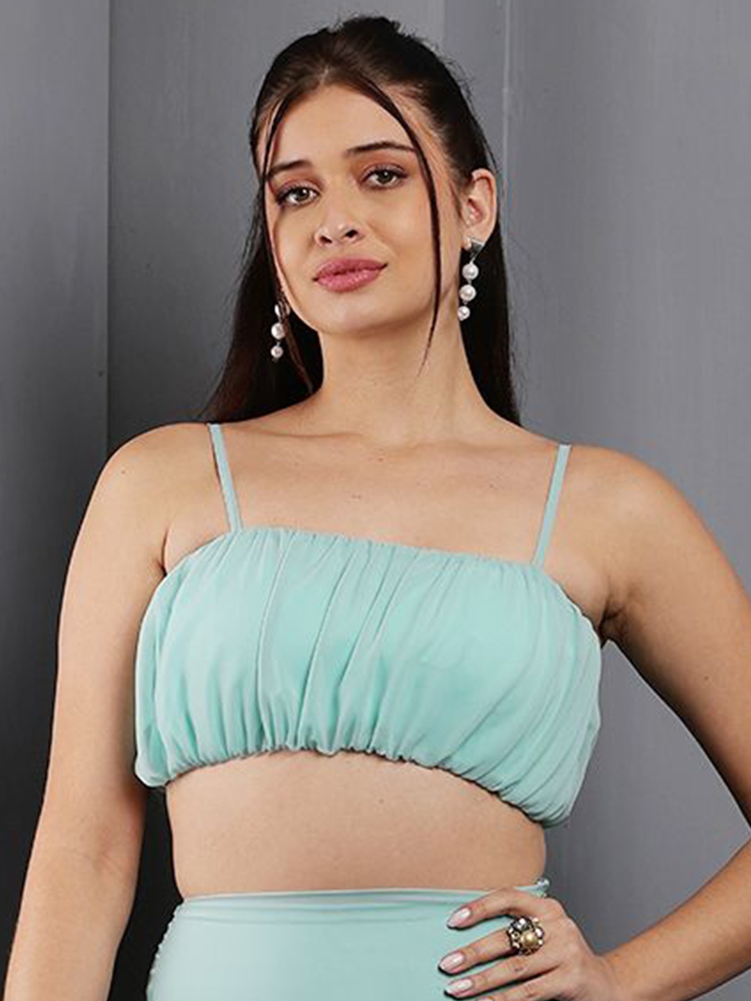 

Tushita Georgette Bralette Crop Top, Sea green