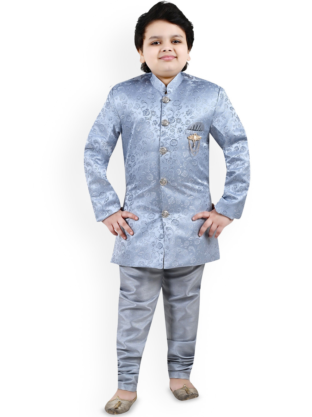 

Arshia Fashions Boys Self-Design Indo Sherwani Set, Grey