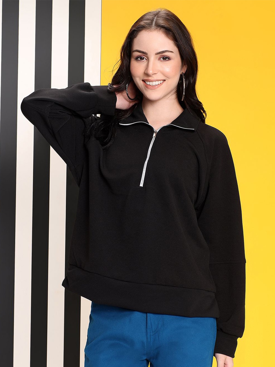 

Kotty Women High Neck Sweatshirt, Black