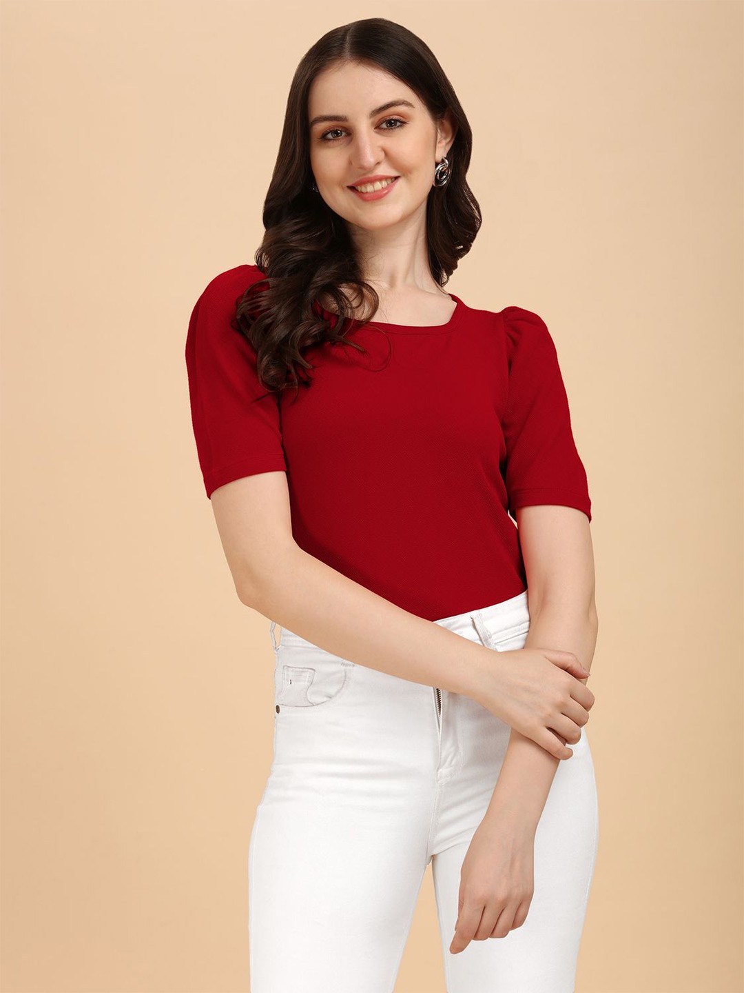 

CORSICA Women Round Neck Top, Maroon
