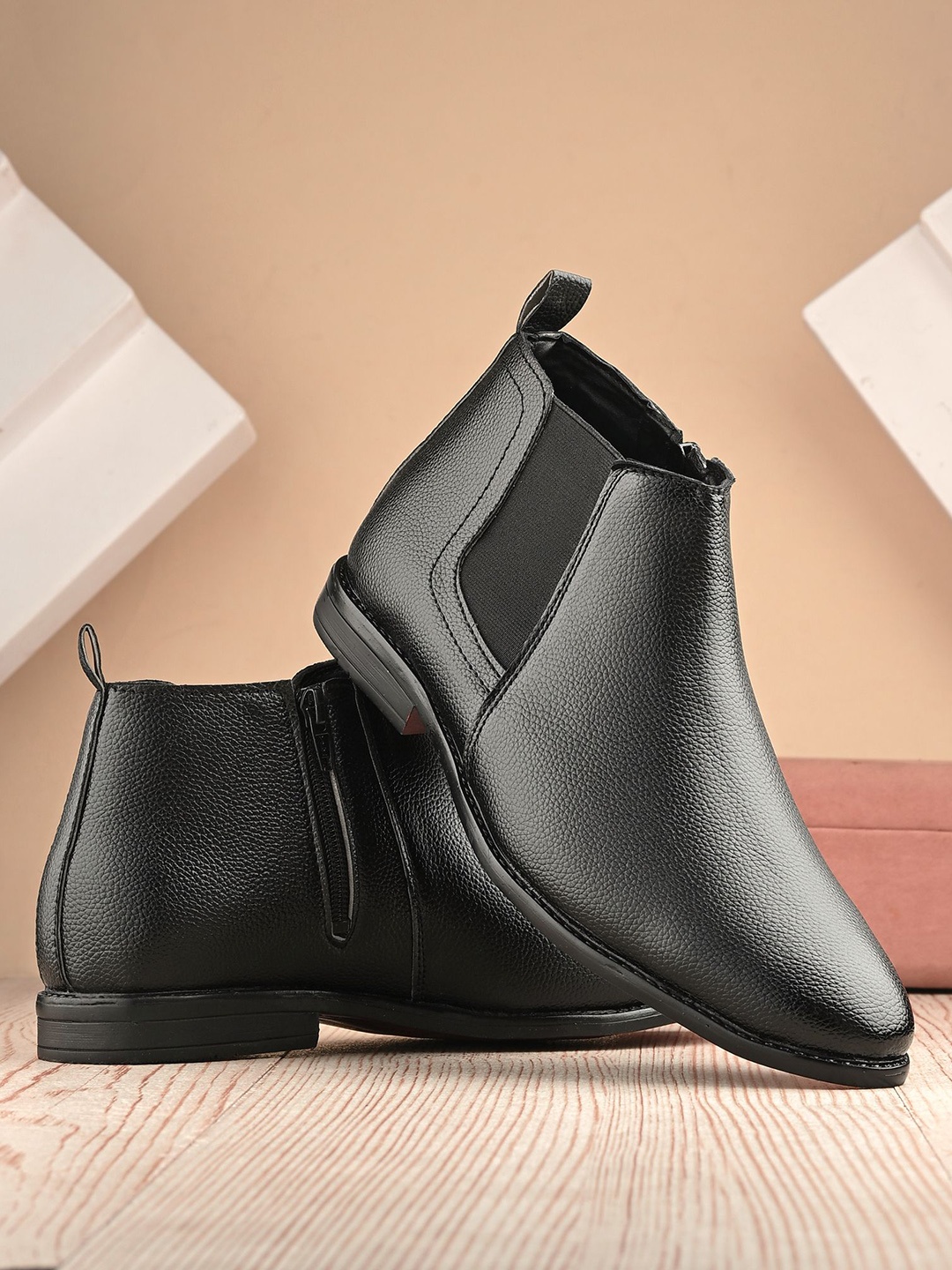 

KRAASA Men High-Top Chelsea Boots, Black