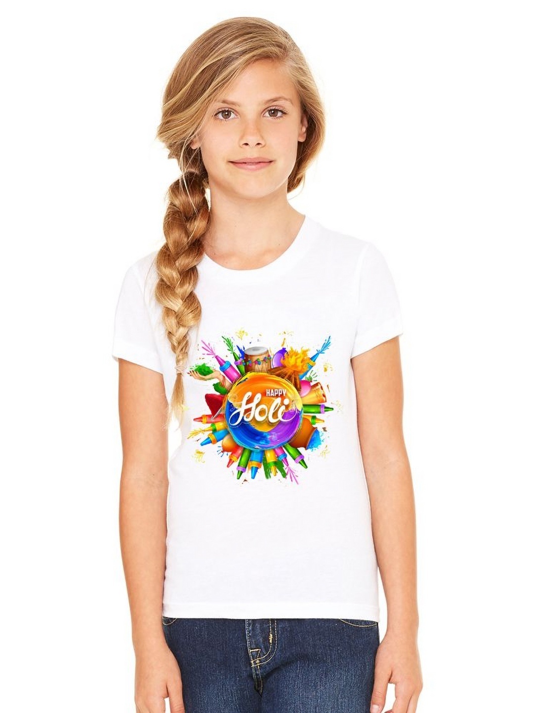 

SHUBHAM DESIGNER GALLERY Girls Graphic Printed Round Neck T-shirt, White