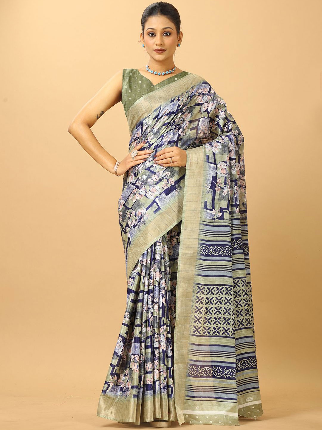 

NIRMAL CREATION Women Floral Printed Saree, Blue