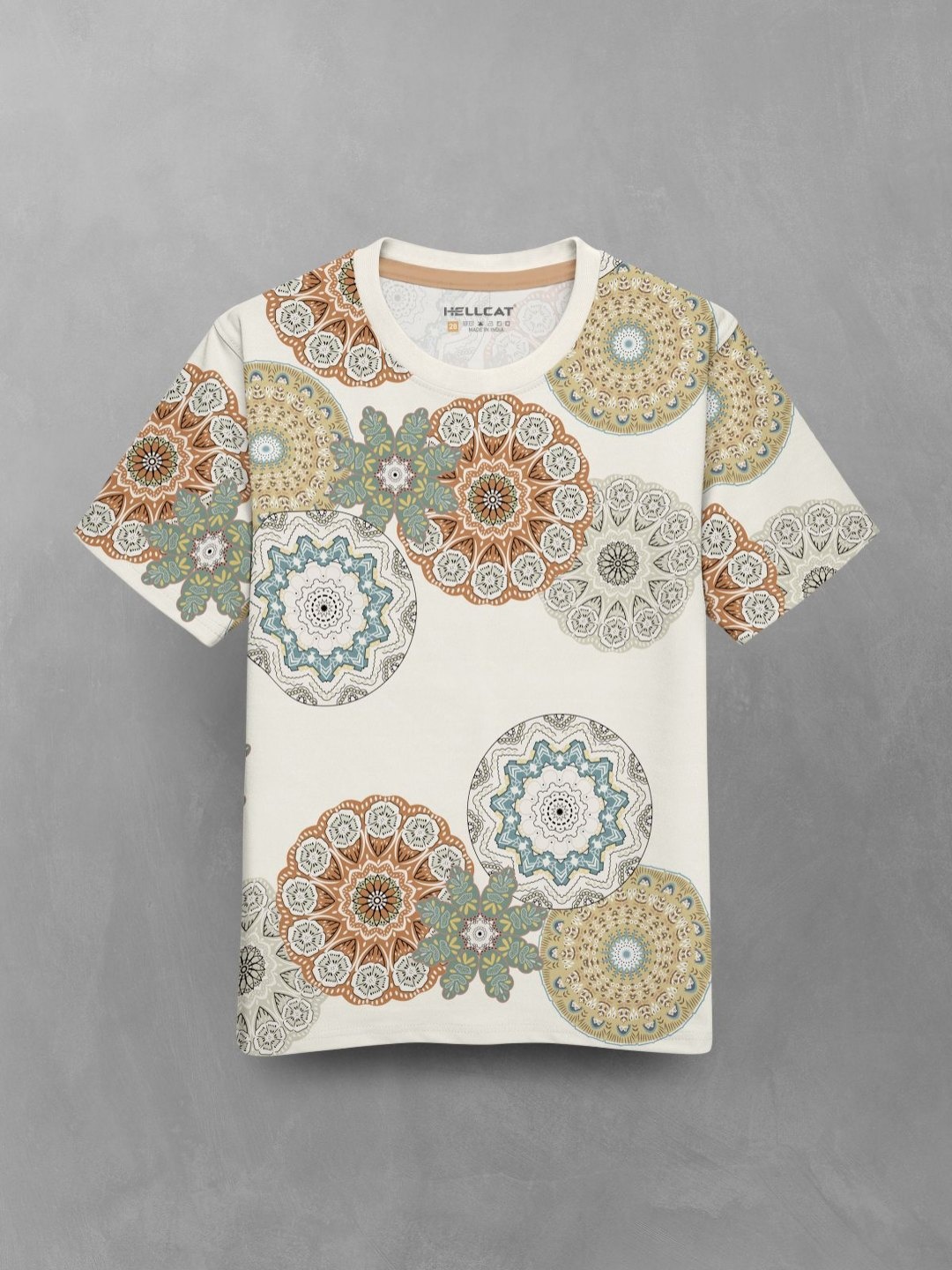 

HELLCAT Boys Floral Printed Round Neck T-shirt, Cream