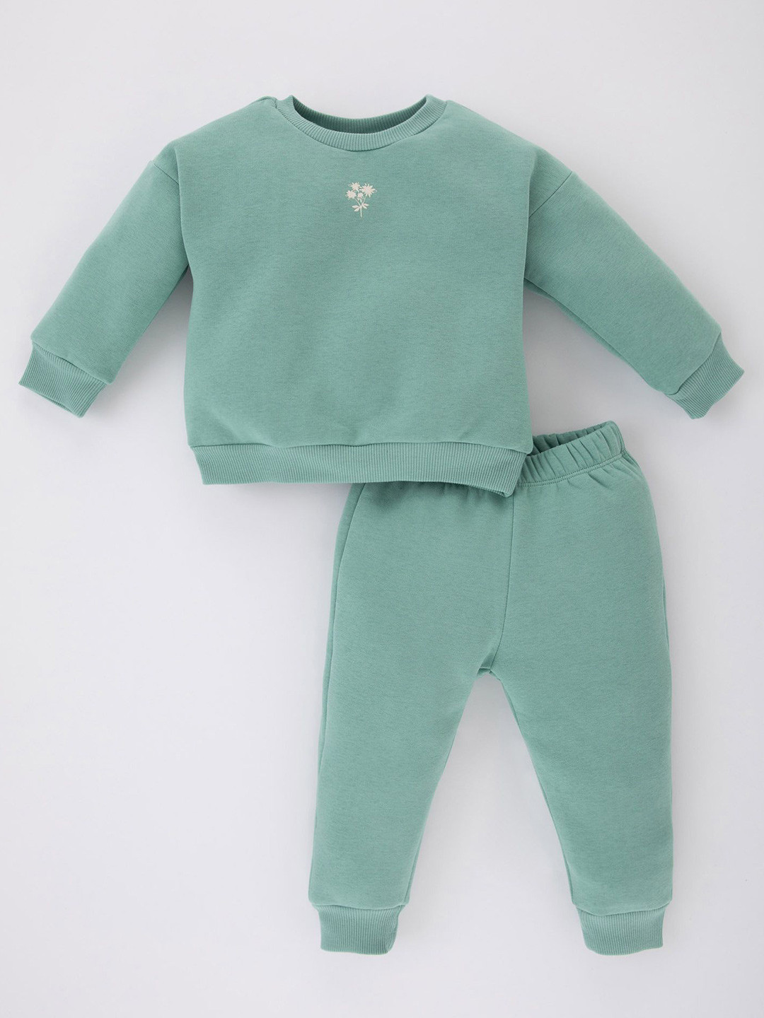 

DeFacto Girls Pure Cotton Sweatshirt With Joggers, Sea green