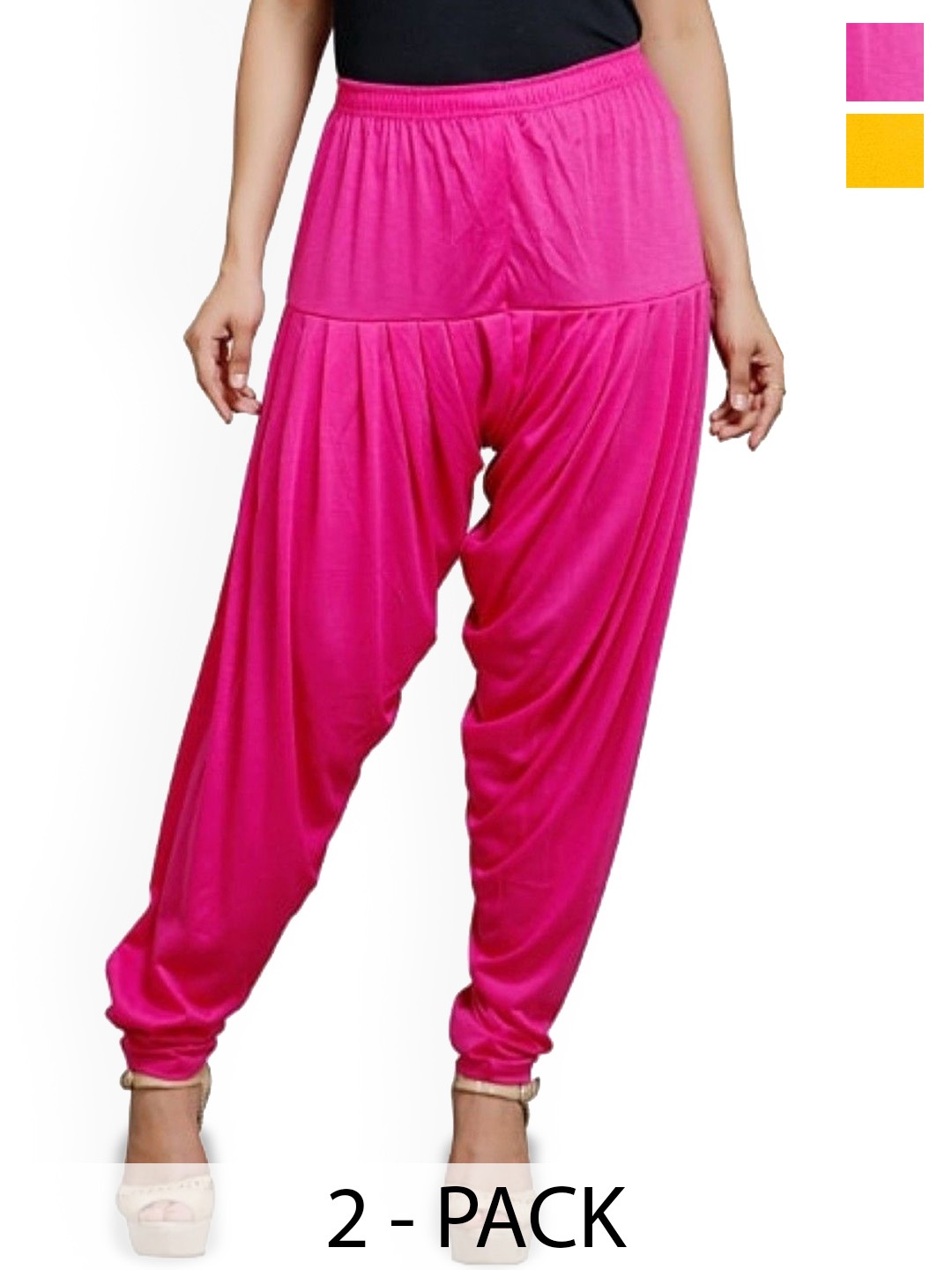 

AFRA GARMENTS Women Pack Of 2 Loose-Fit Patiala, Yellow