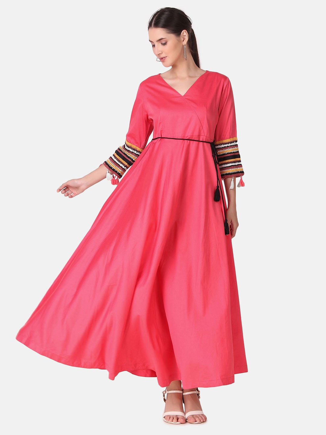 

Pose india Satin Fit & Flare Maxi Dress, Pink