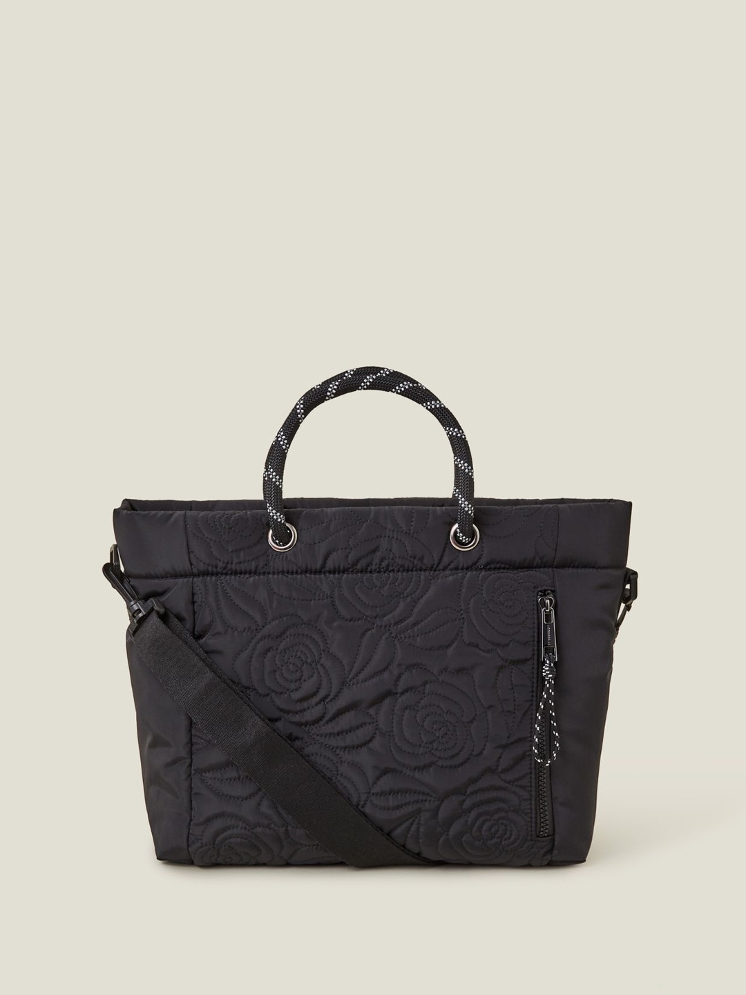 

Accessorize Floral Structured Handheld Bag with Quilted, Black