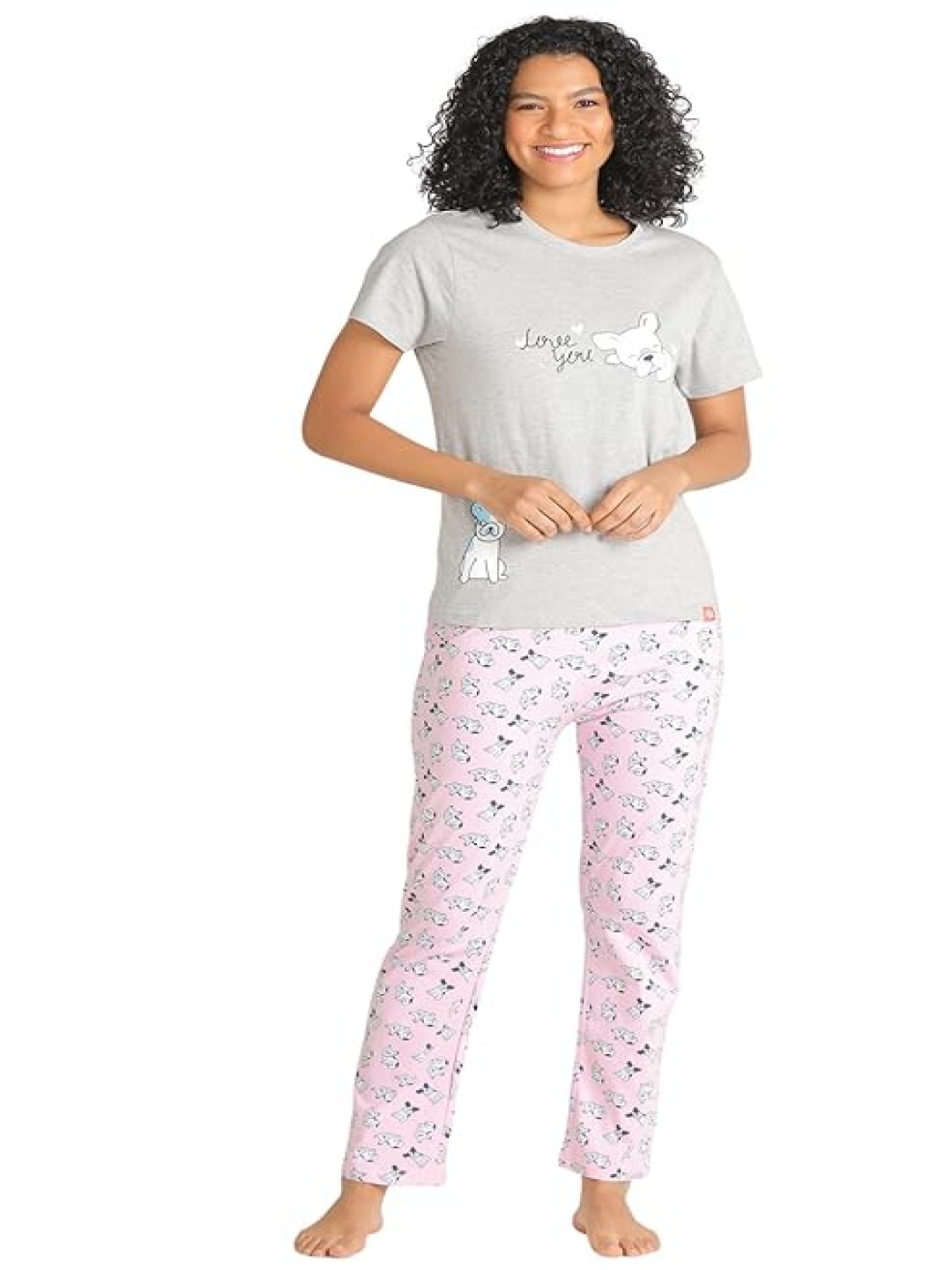 

evolove Women Printed Pure Cotton Night suit, Pink
