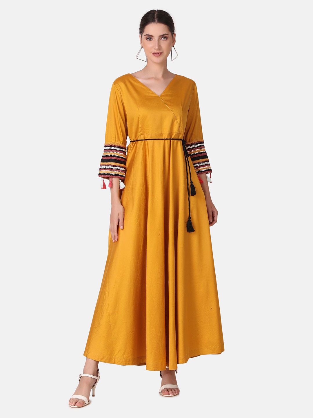 

Pose india Satin Maxi Dress, Mustard