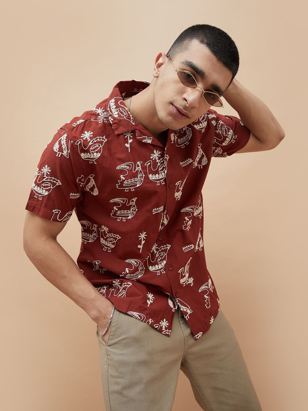 

Fame Forever by Lifestyle Men Floral Opaque Casual Shirt, Rust