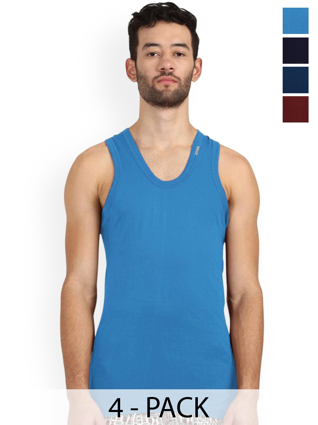 

Rupa Pack Of 4 Assorted Pure Cotton Under Shirt Vests Frontline-Color-Asst-RN-4-100