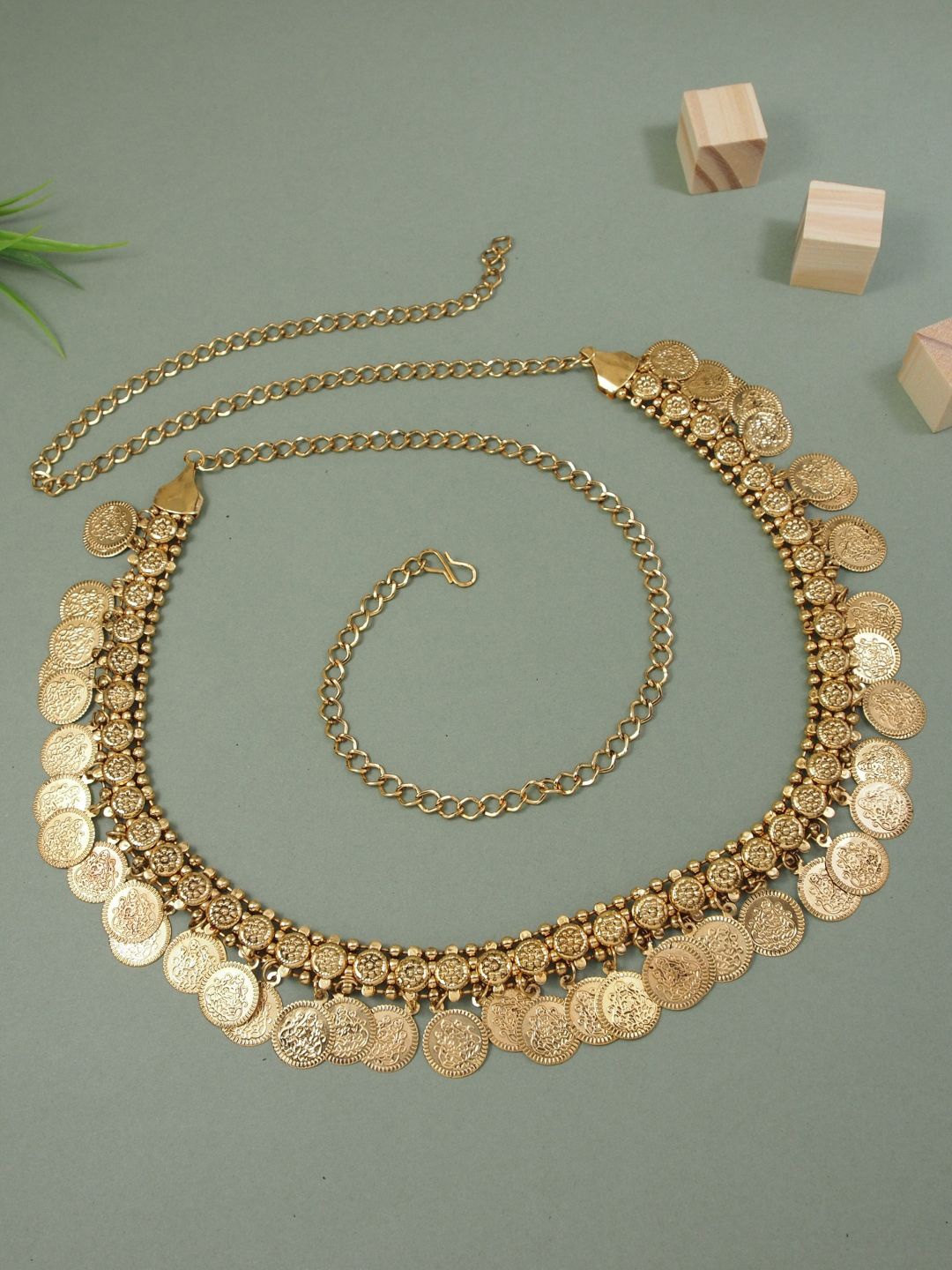 

I Jewels Studded Waist Chain Saree Accessories, Gold