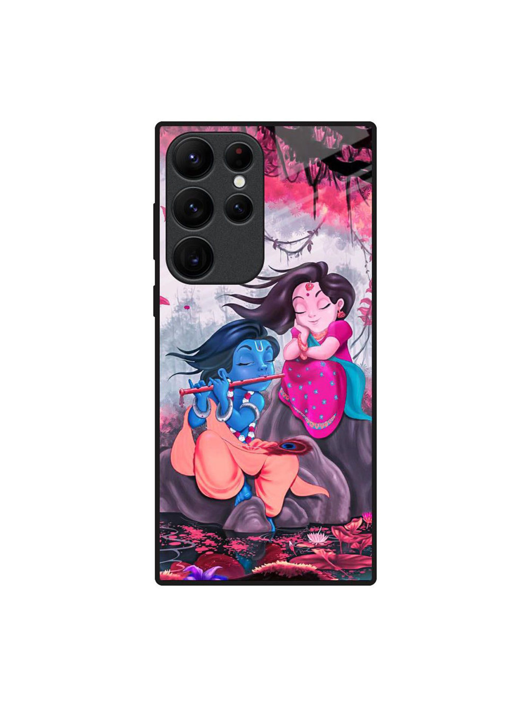 

QRIOH Radha Krishna Art Real Printed Samsung Galaxy S22 Ultra Back Case, Pink