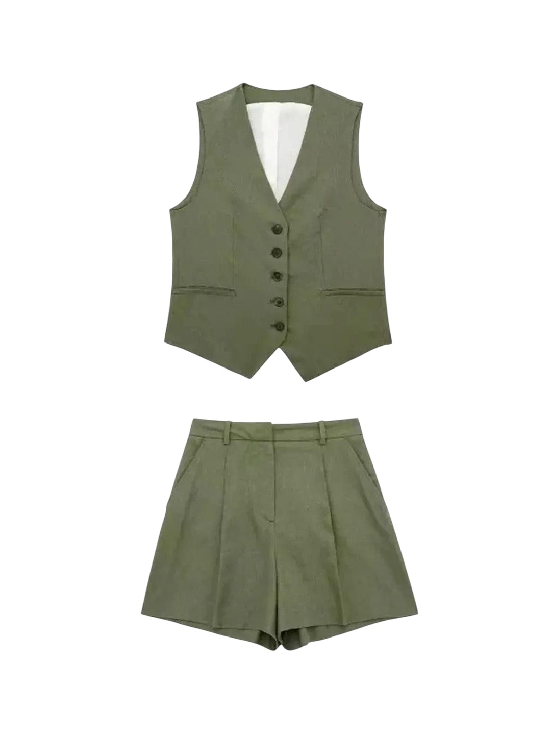 

Alamode By Akanksha Green Carter Linen Co-Ord Set