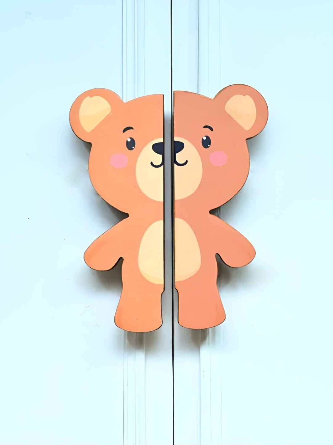 

Pinch of Pretty Peach-Colored & Beige 2 Pieces Printed Wooden Cupboard Door Handles