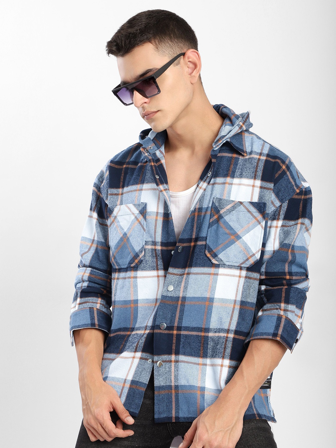 

Beyoung Men Comfort Opaque Checked Casual Shirt, Blue