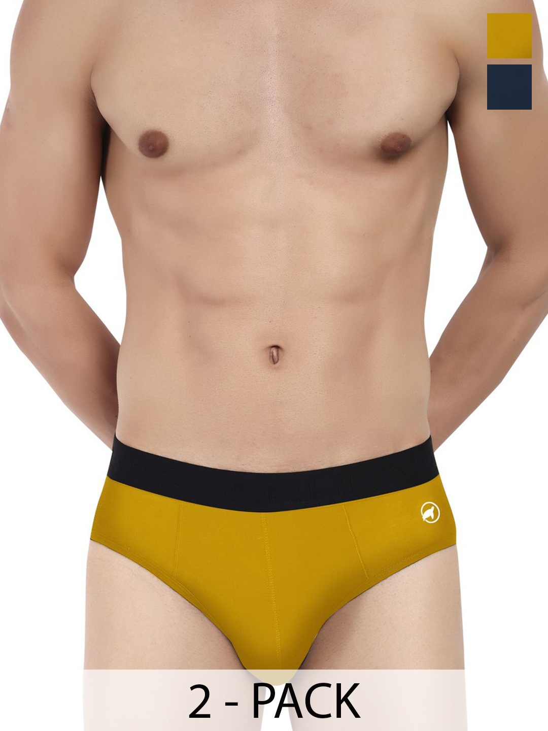 

LOGGERHEAD Pack Of 2 Cotton Hipster Briefs LHMB002-Navy-Yellow