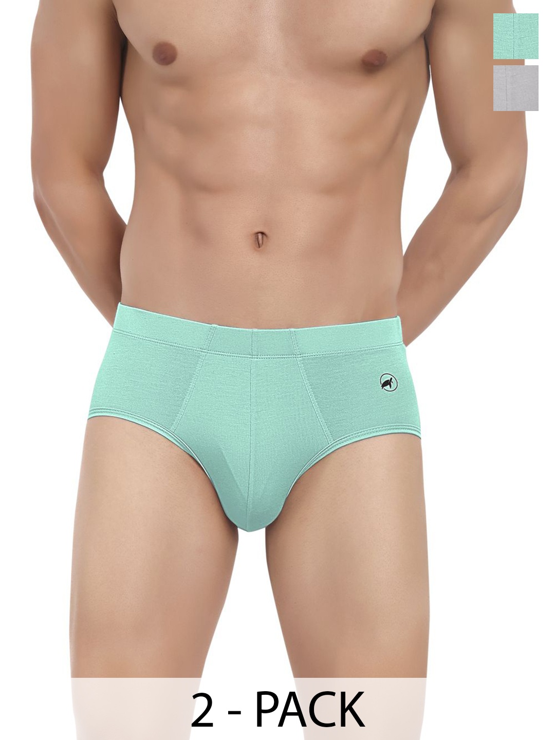 

LOGGERHEAD Pack Of 2 Cotton Hipster Briefs LHIB012-Mint-Grey