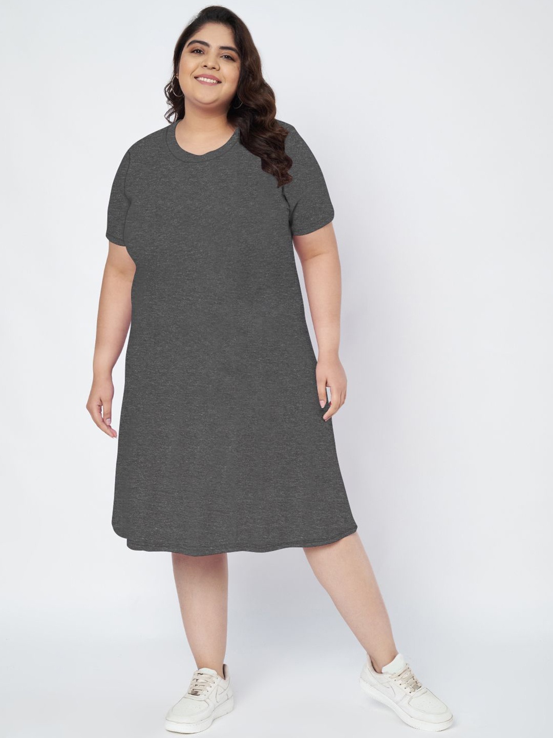 

BRINNS Women Plus Size Cotton T-shirt Dress, Charcoal