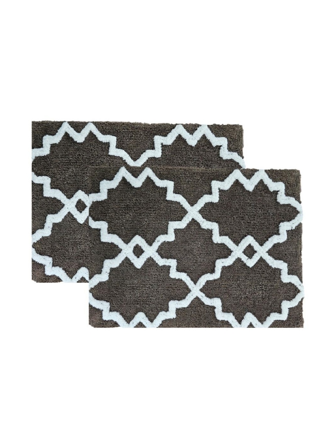 

Aura 2-Pcs Brown & White Self-Designed 1800 GSM Cotton Anti Skid Bath Rugs