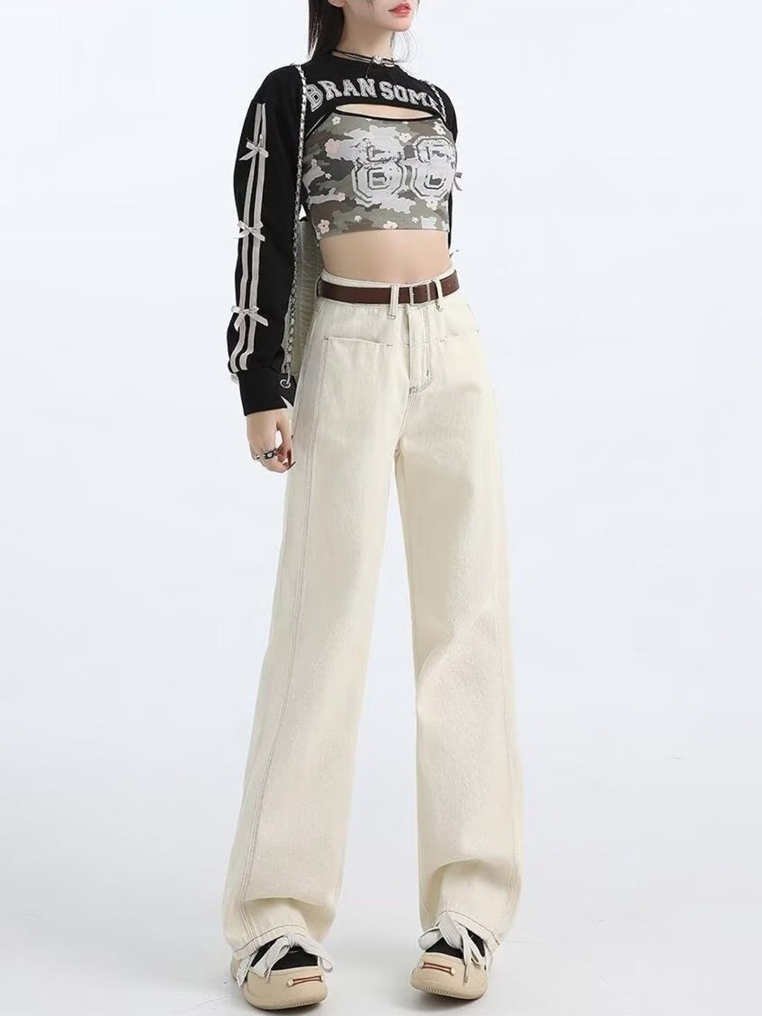 

StyleCast Women Mid-Rise Straight Fit Clean Look Cotton Jeans, Cream