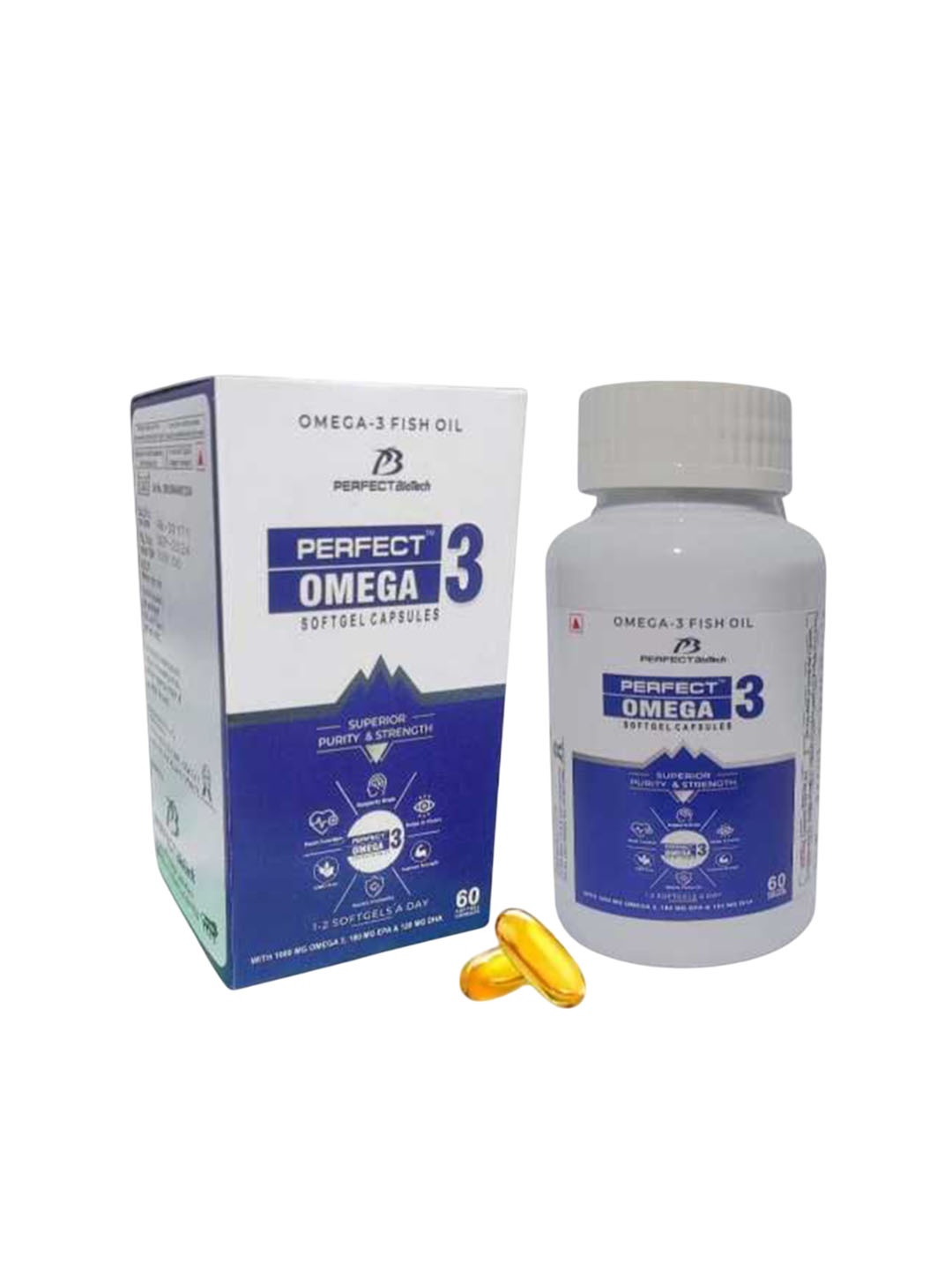 

PERFECT Omega 3 Fish Oil Soft Gel Capsules - 60 Capsules, Yellow