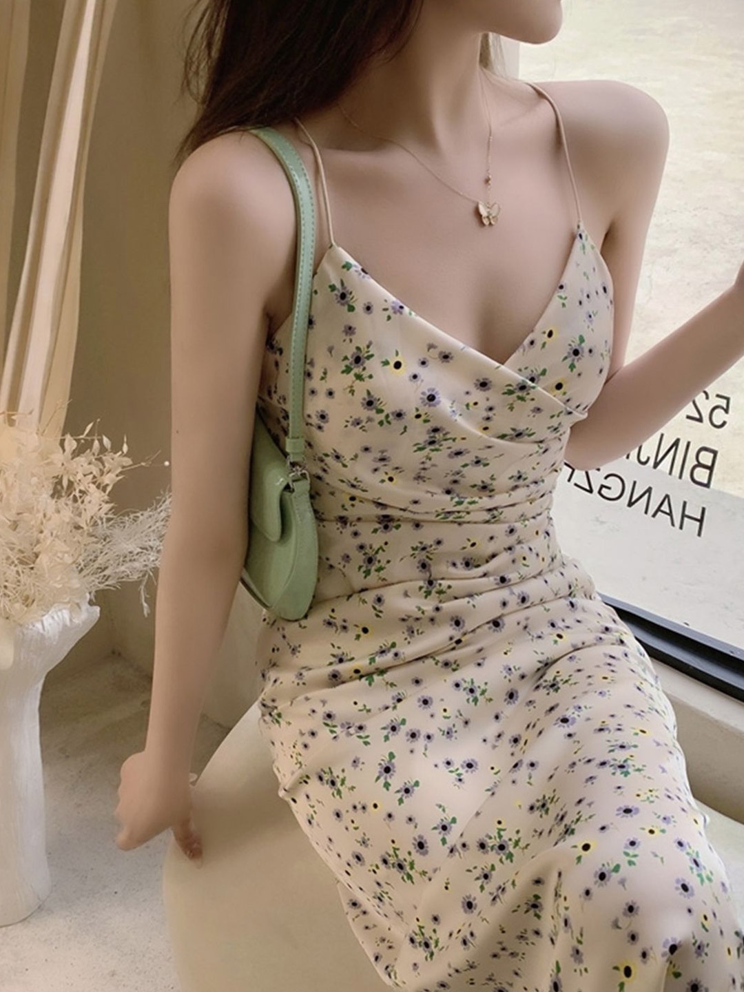 

DressBerry Women Floral Printed A-Line Dress, Cream