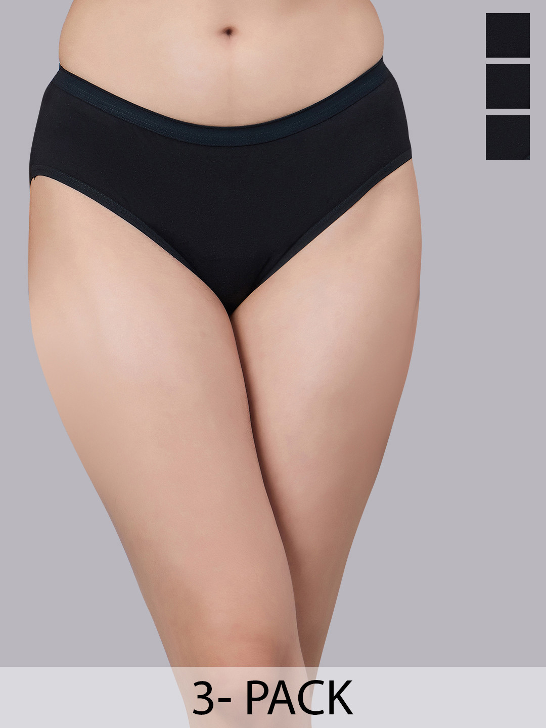 

SIMOH Women Pack Of 3 Assorted Low Rise Hipster Briefs