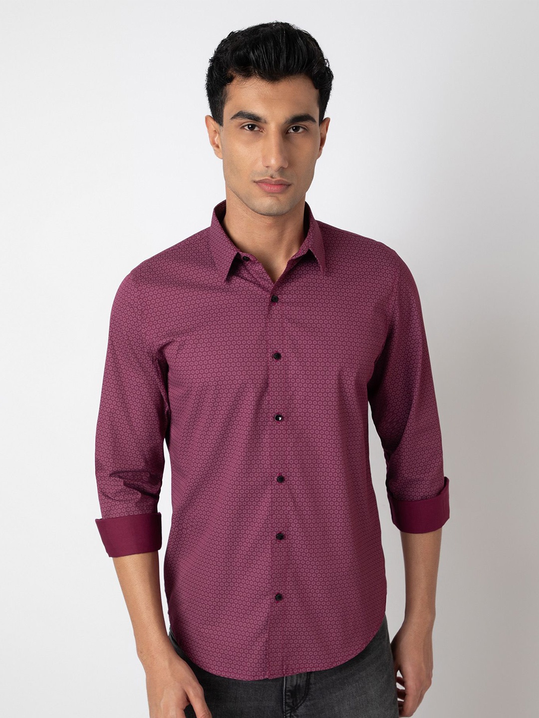 

MARK & ALBERT Men Slim Fit Floral Opaque Printed Casual Shirt, Maroon