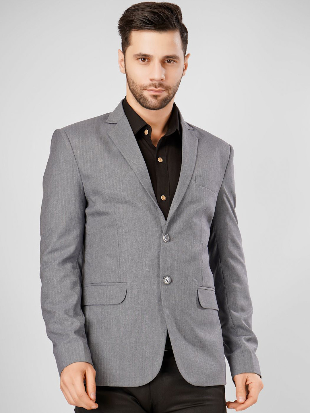 

Wintage Notched Lapel Collar Single-Breasted Formal Blazer, Grey