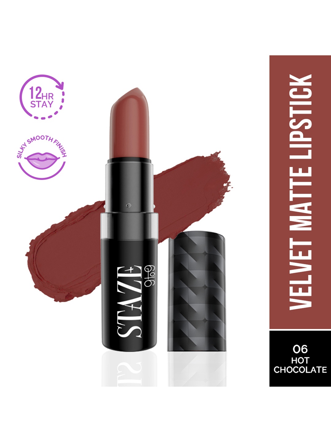 

STAZE 9to9 Velvet Kiss Matte Intense Color Lipstick 3.8 g - Hot Chocolate 06, Brown