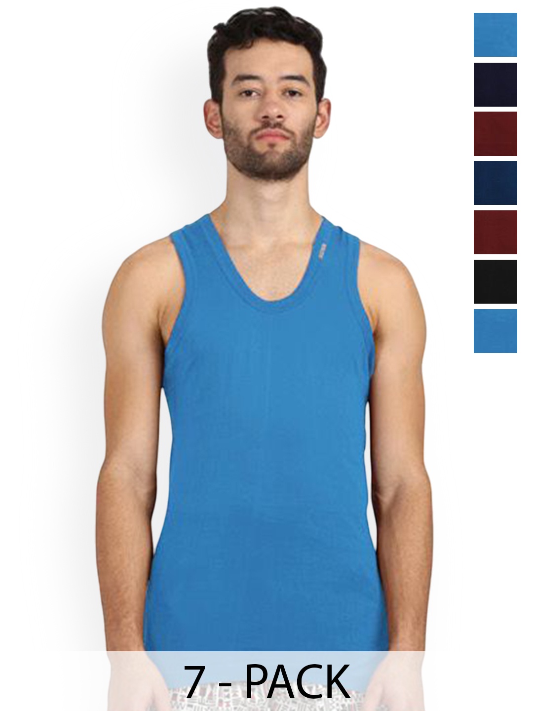 

Rupa Pack Of 7 Assorted Pure Cotton Innerwear Vests - Frontline-Color-Asst-RN-7-85