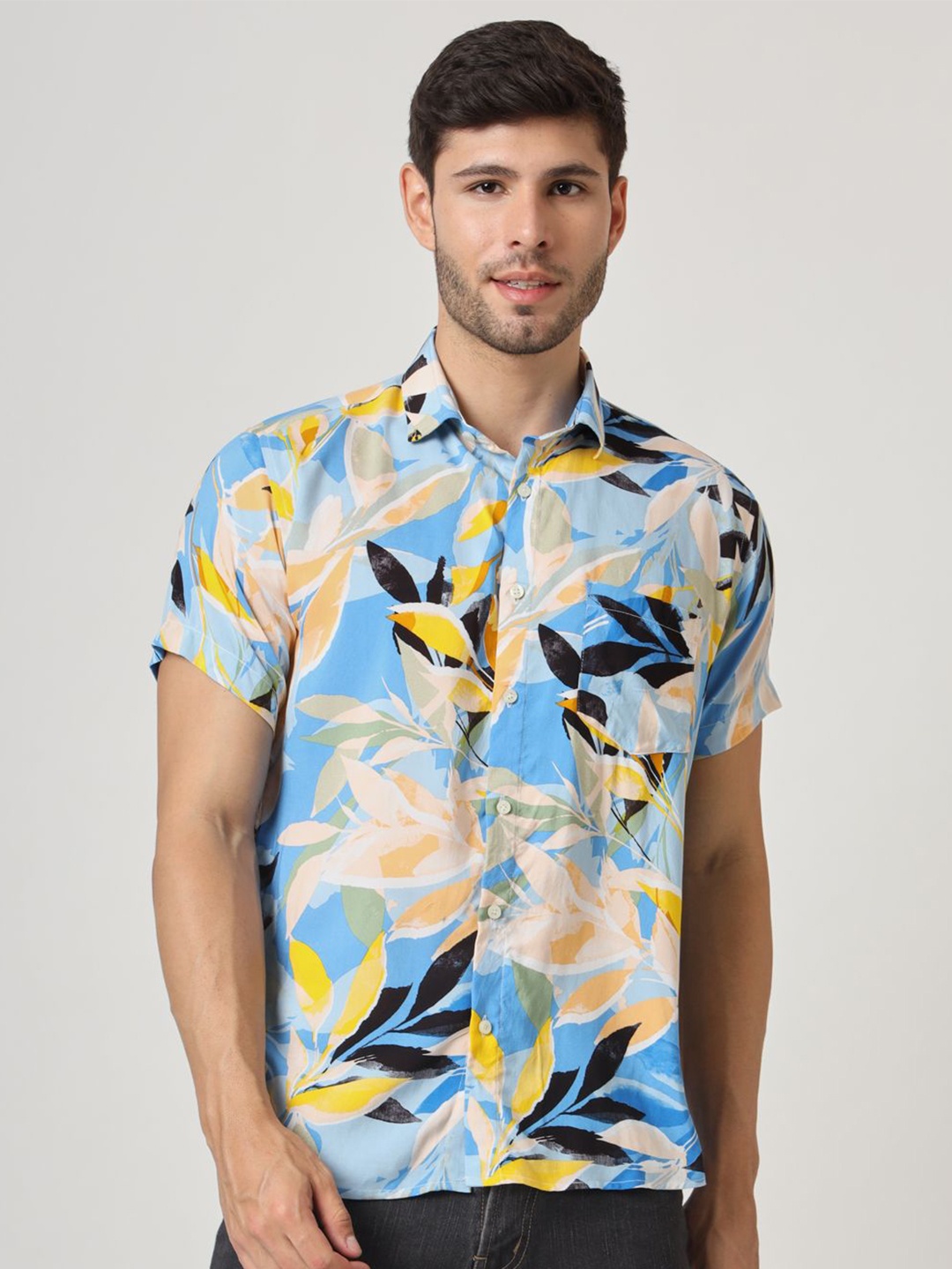 

AMSWAN Men Floral Opaque Printed Casual Shirt, Blue