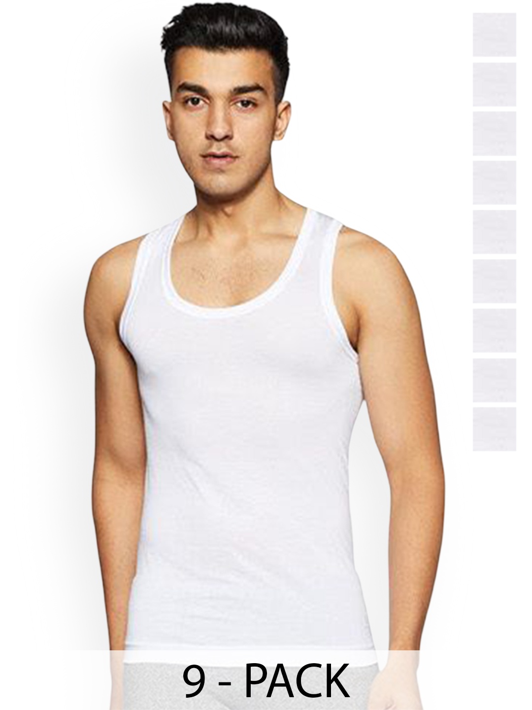 

Rupa Pack Of 9 Cotton Undershirt Vests Frontline-Air-Whit-RN-9-75, White