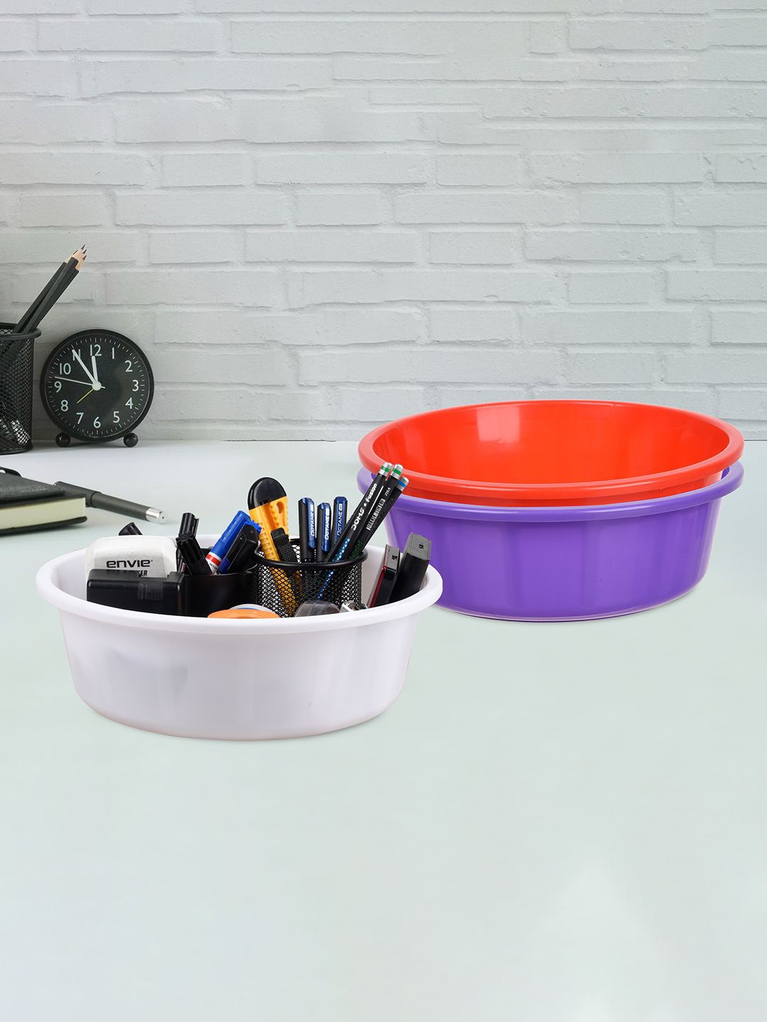 

Kuber Industries Purple & Red 3 Pieces Multipurpose Storage Tub Organizer 6L