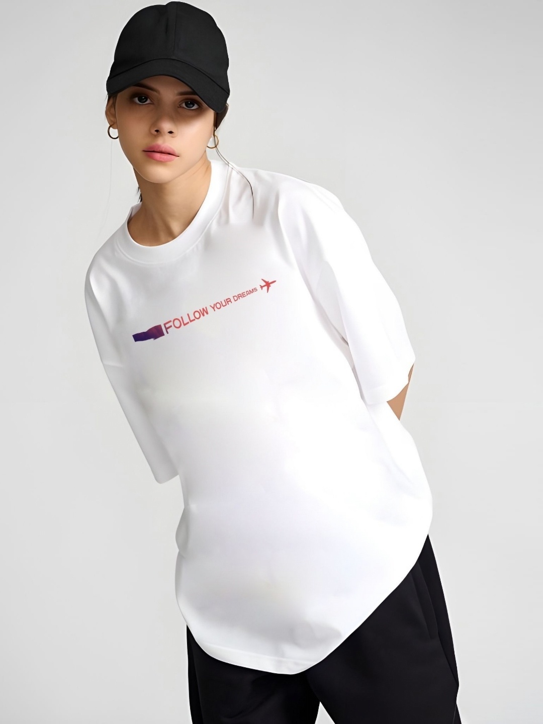 

Moda Rapido Women Drop-Shoulder Sleeves T-shirt, White