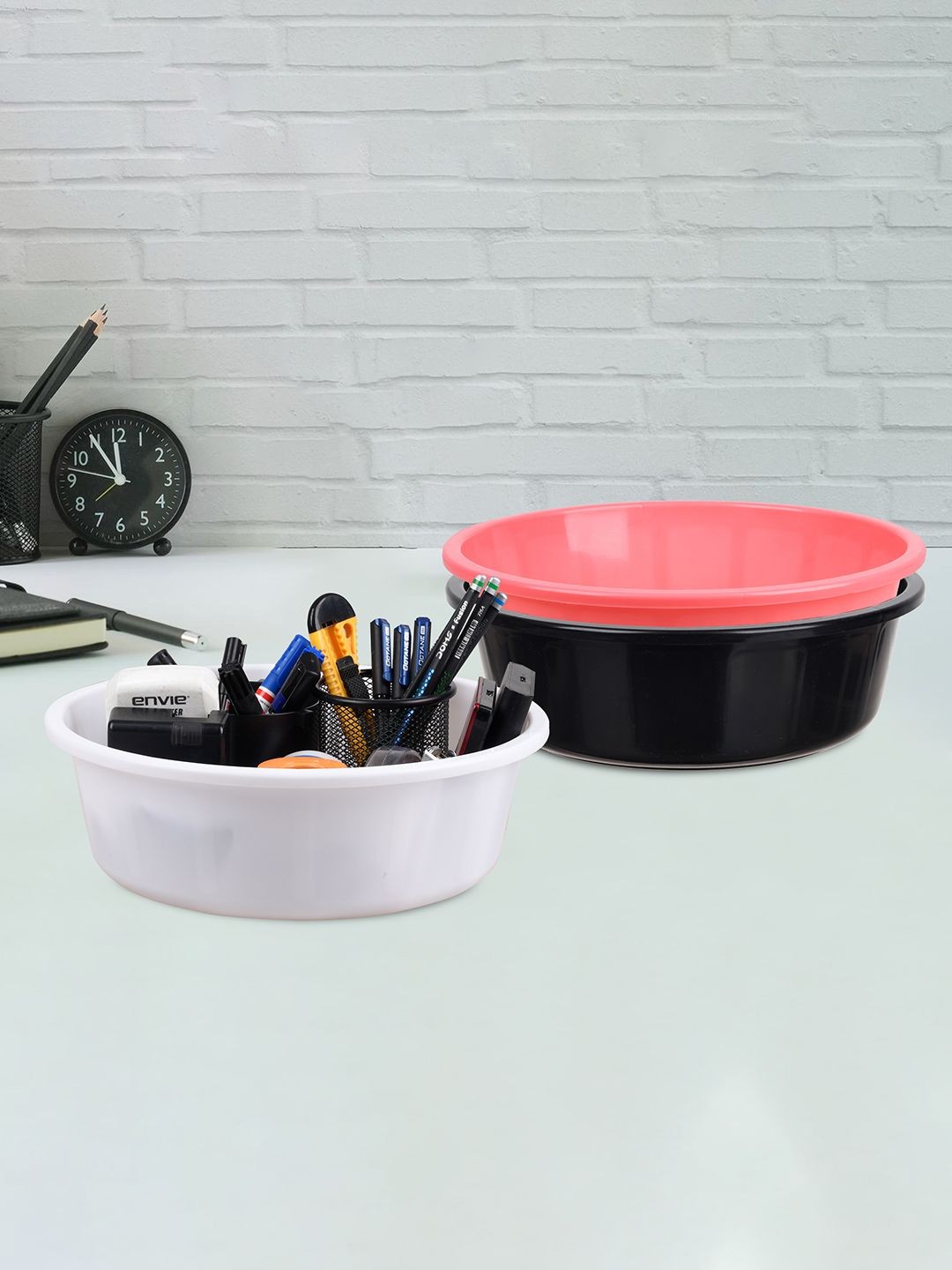 

Kuber Industries Black & Pink 3 Pieces Desk Organisers 6 ltr